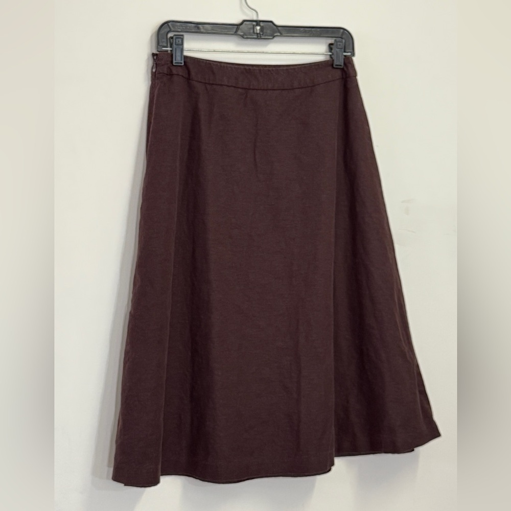 Covington Brown Stretch Skirt linen blend a-line skirt western whimsigoth - Picture 2 of 10